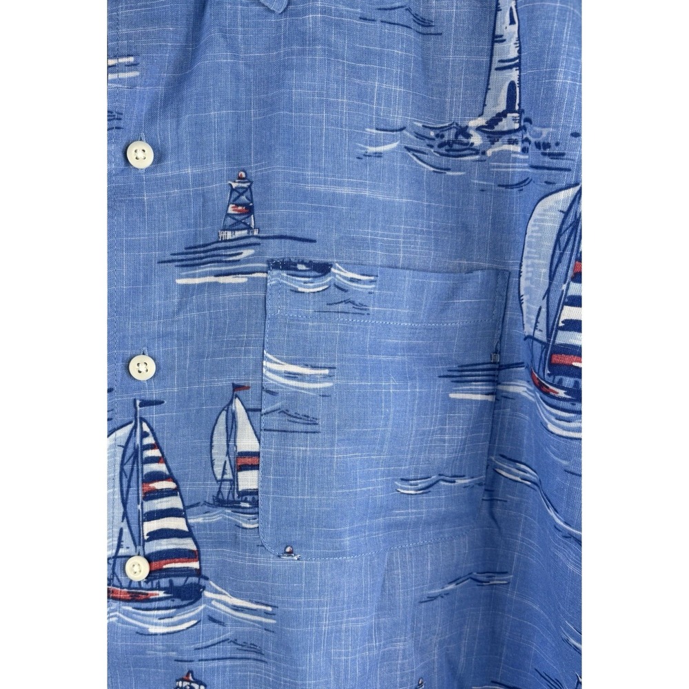 IZOD Saltwater Men's 2 XLDockside Chambray Boat All Over Print Button Down Shirt - Picture 2 of 5
